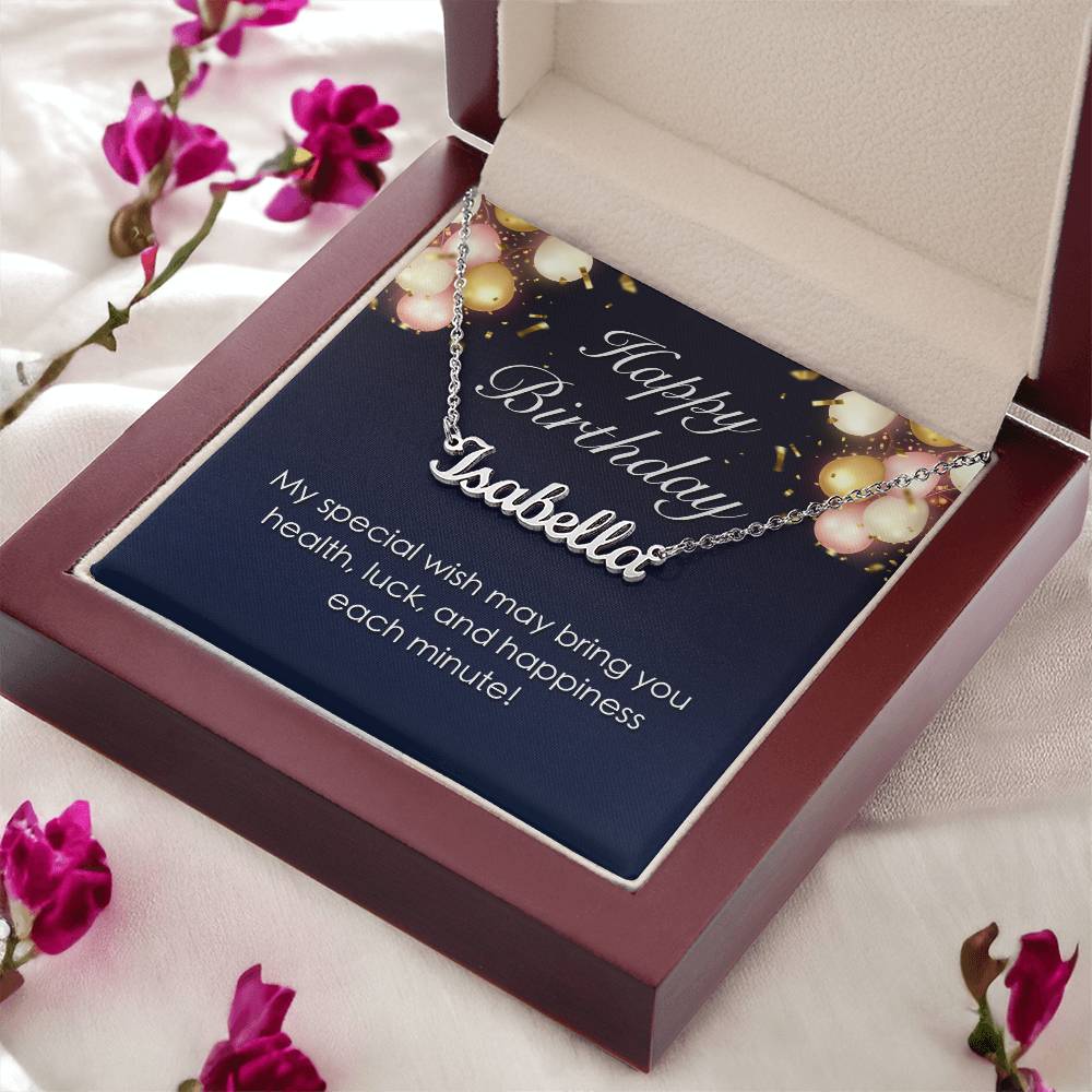 Happy Birthday - Personalized Name Necklace NEW