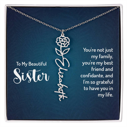 To My Beautiful Sister - Flower Name Necklace