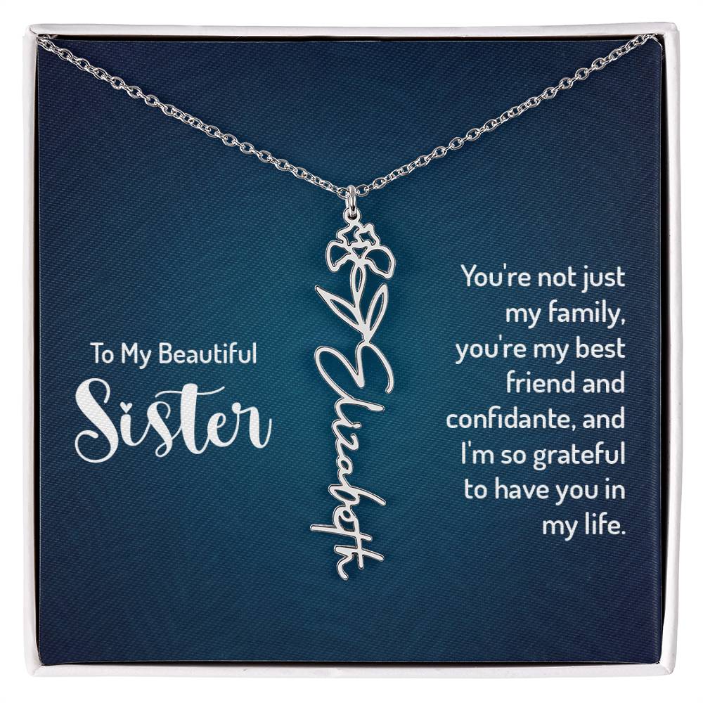 To My Beautiful Sister - Flower Name Necklace