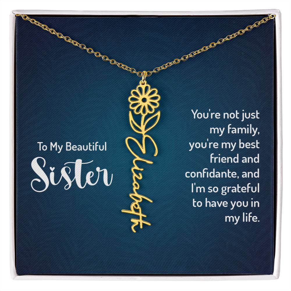 To My Beautiful Sister - Flower Name Necklace