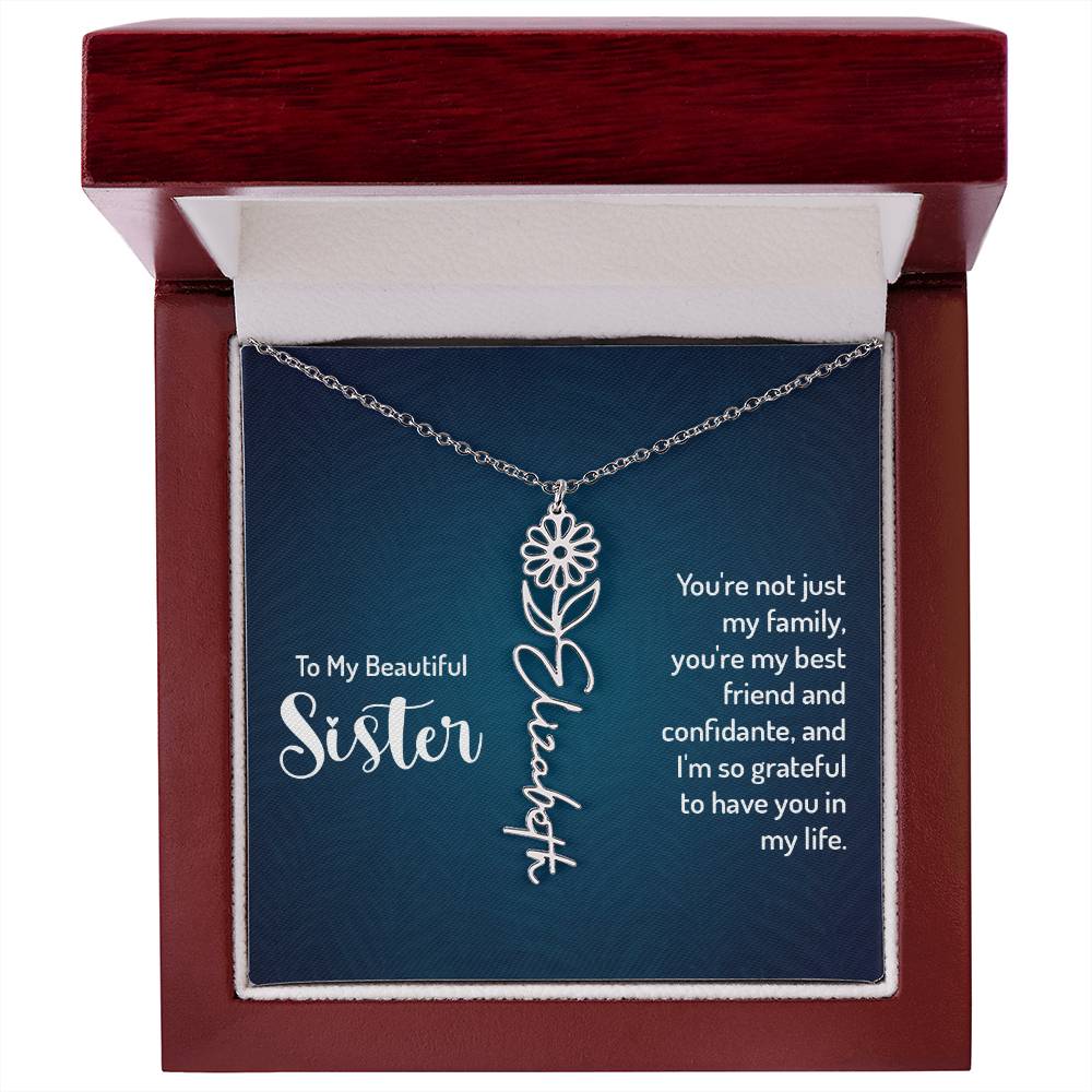 To My Beautiful Sister - Flower Name Necklace