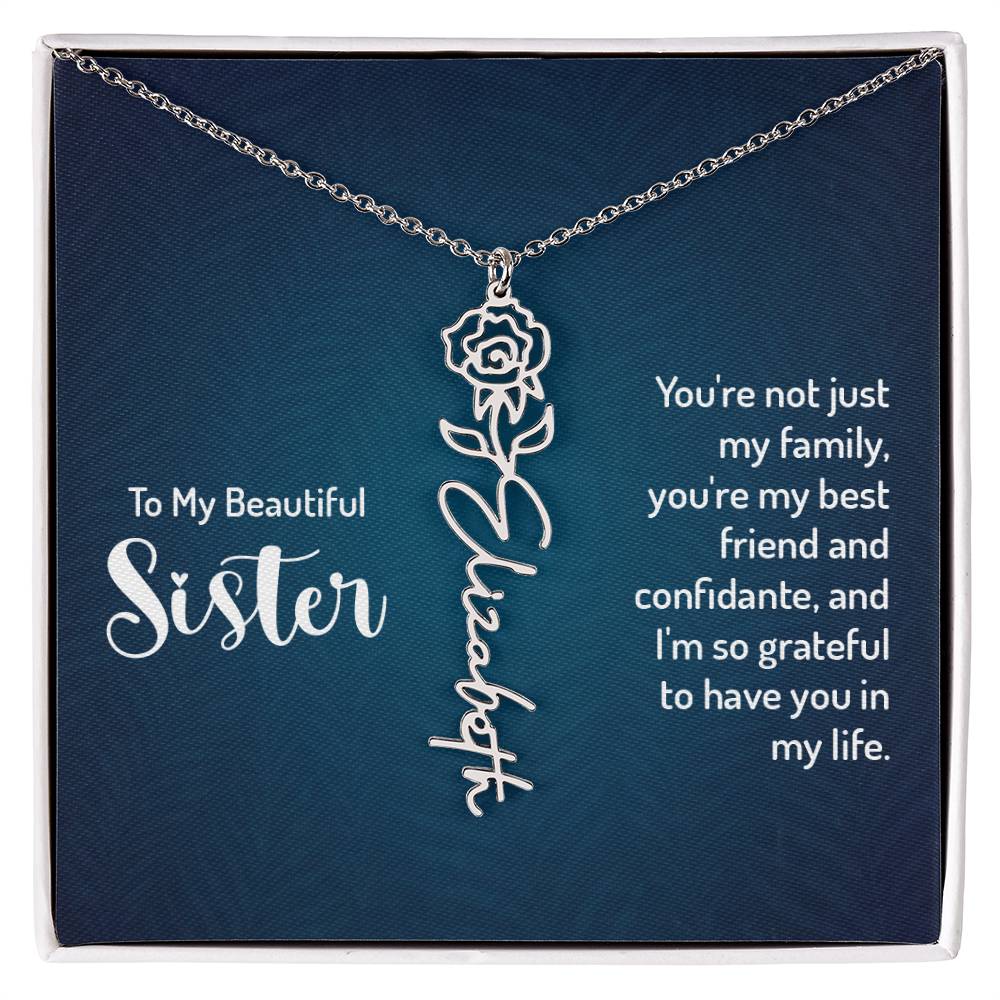 To My Beautiful Sister - Flower Name Necklace