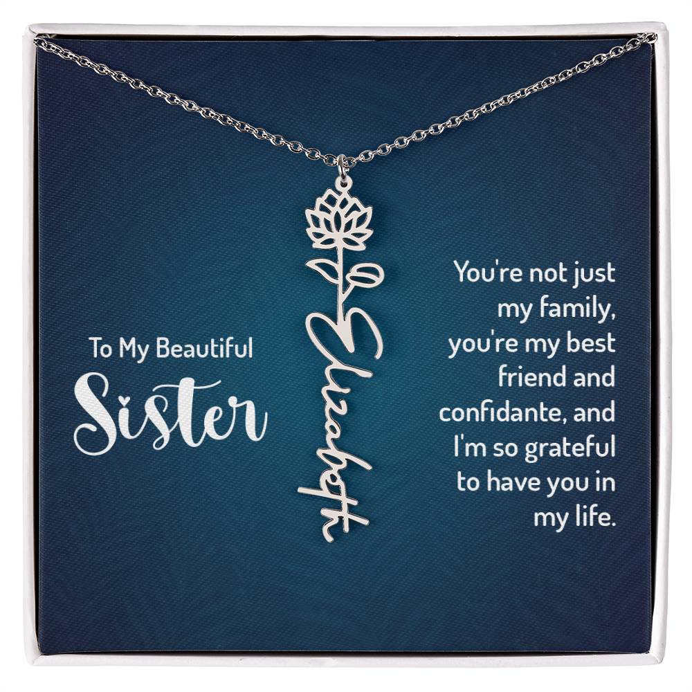 To My Beautiful Sister - Flower Name Necklace