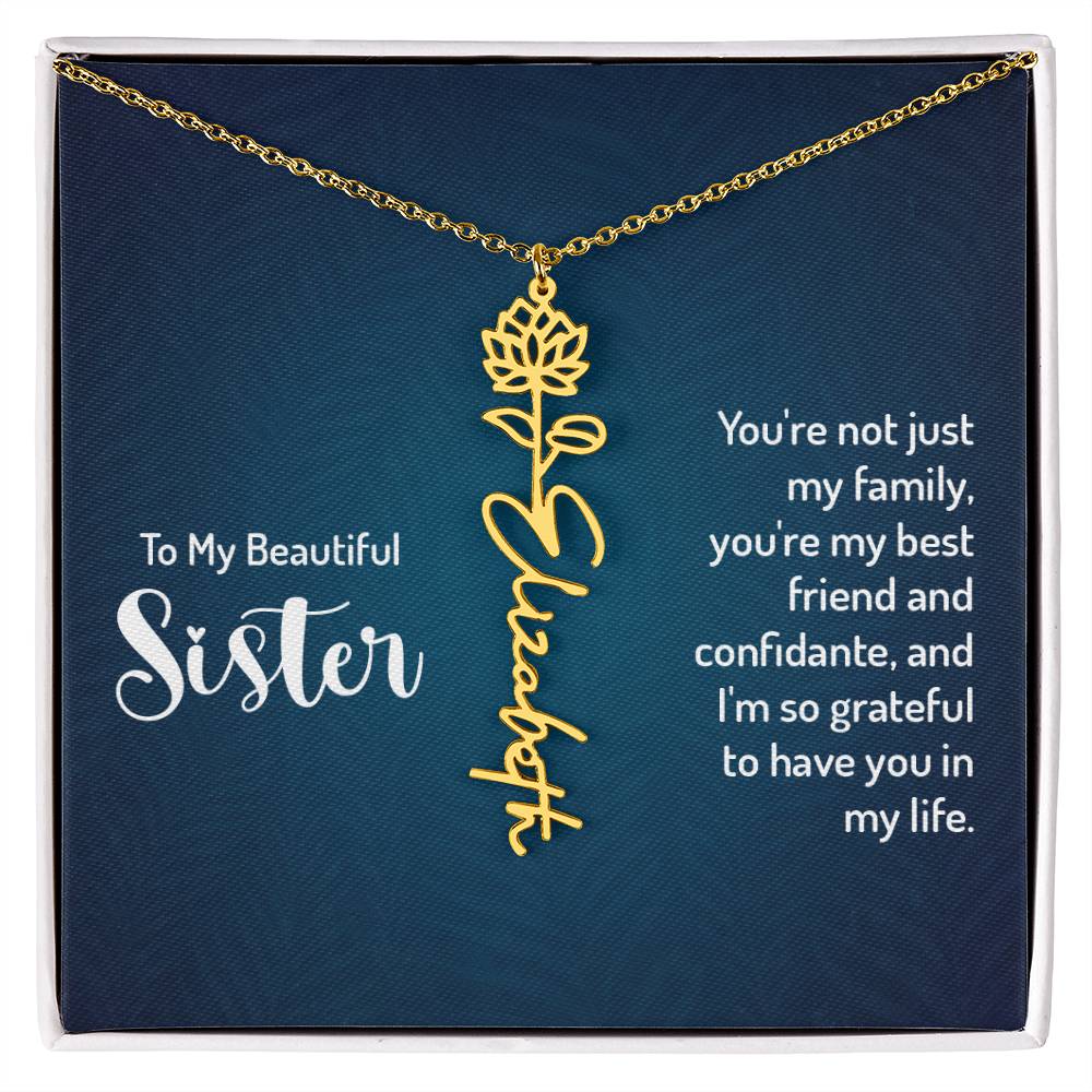 To My Beautiful Sister - Flower Name Necklace