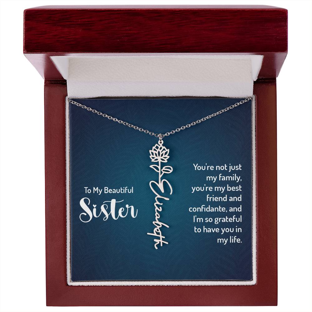 To My Beautiful Sister - Flower Name Necklace