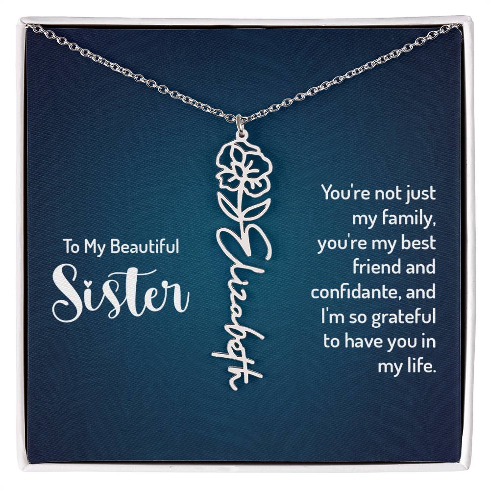 To My Beautiful Sister - Flower Name Necklace