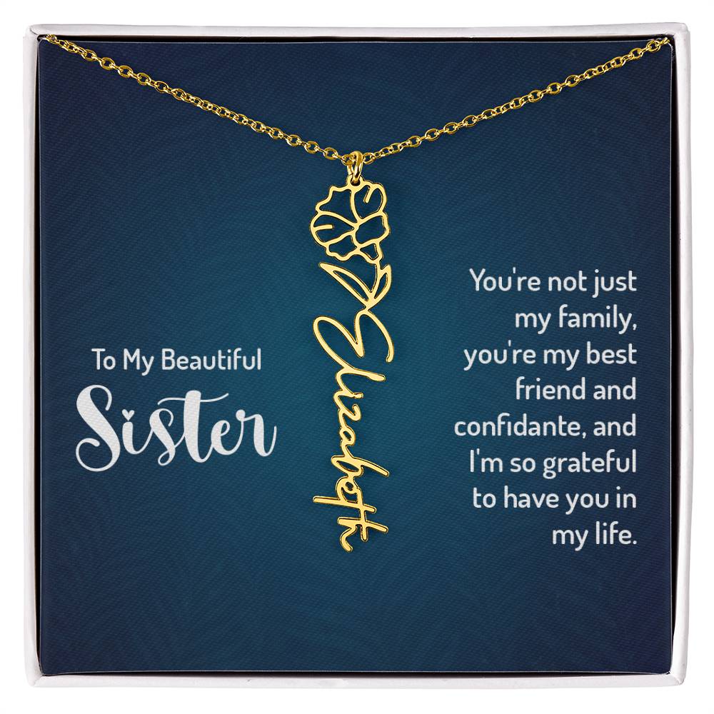 To My Beautiful Sister - Flower Name Necklace