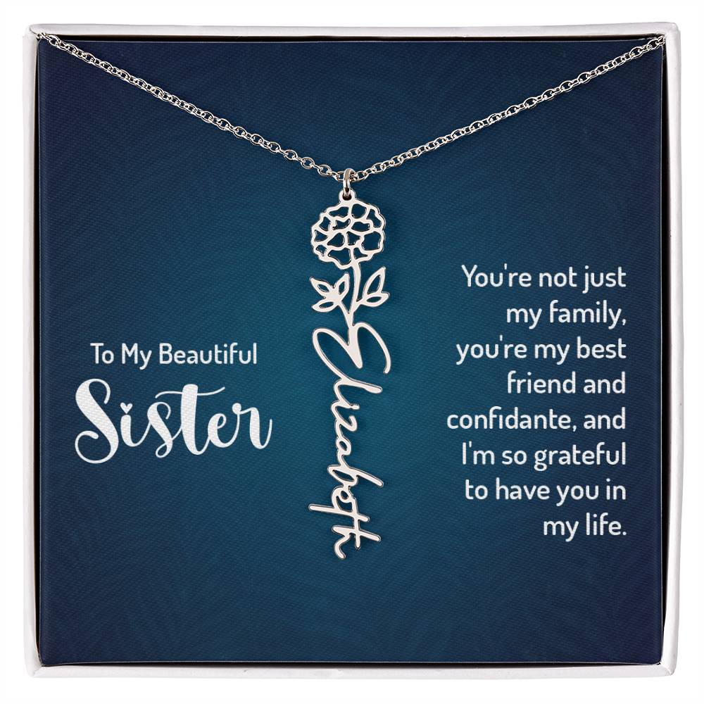 To My Beautiful Sister - Flower Name Necklace