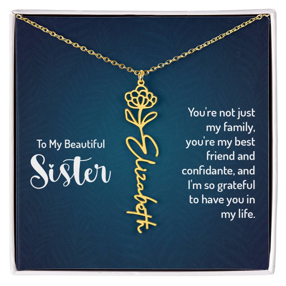 To My Beautiful Sister - Flower Name Necklace