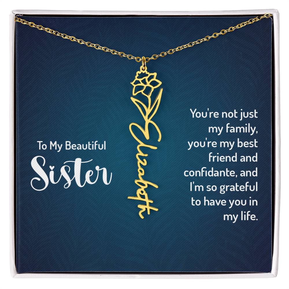 To My Beautiful Sister - Flower Name Necklace